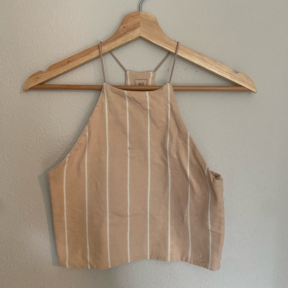 Cream top with white stripes
